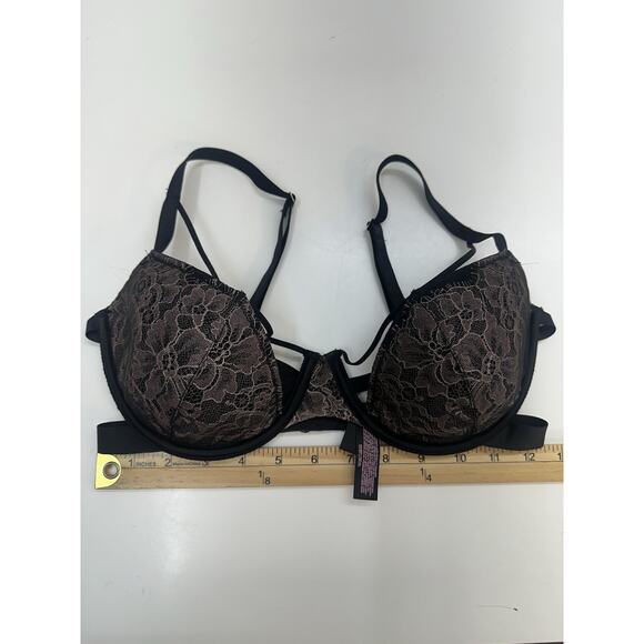 Victorias Secret Womens Bra Size 34DD Lined Demi Black Lacey Underwired - Picture 7 of 8